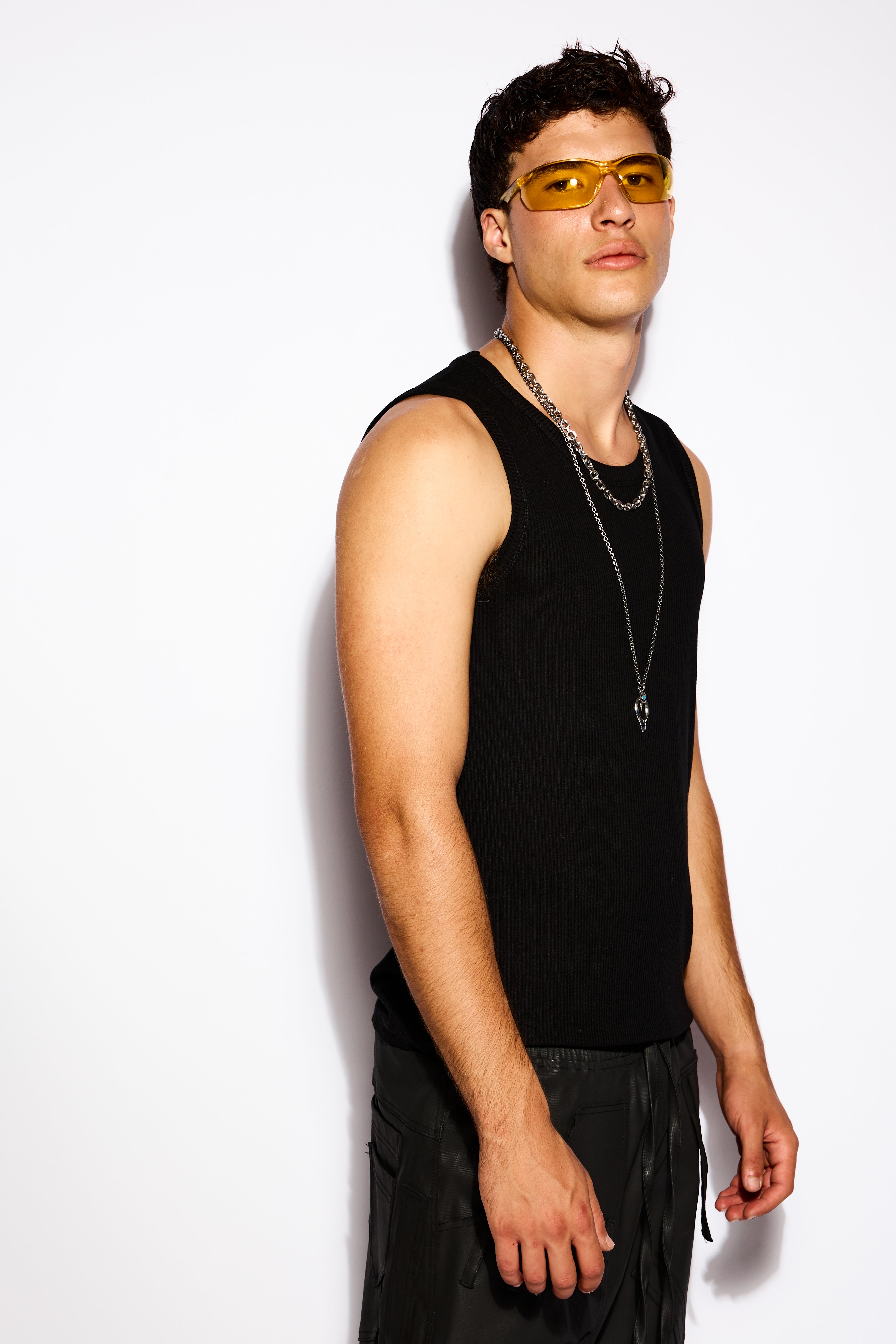 Black Minimal Rib Tank