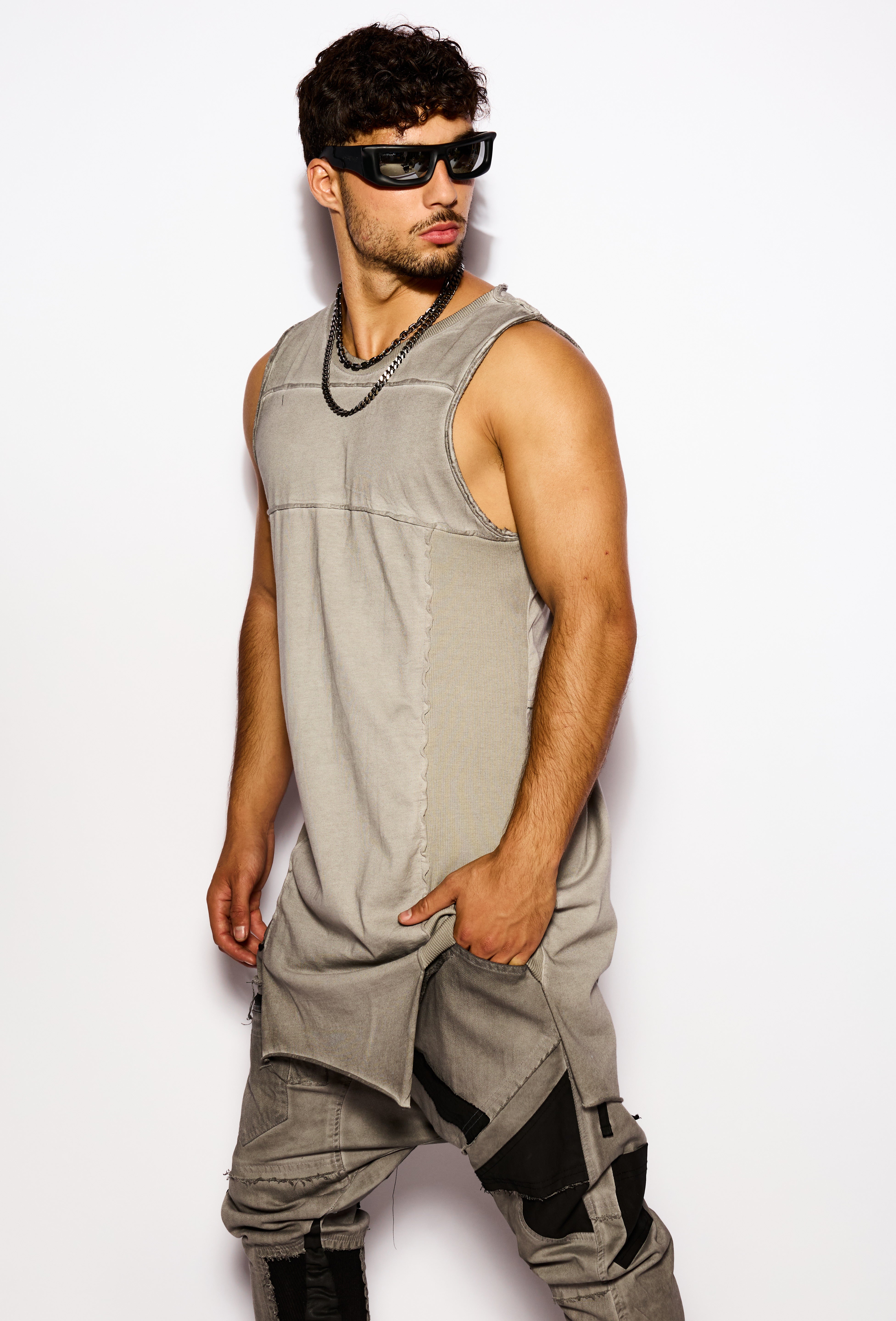 Gray Asymmetrical tank top