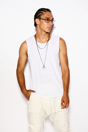 White Minimal Rib Tank