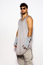 Gray Long fit Tank