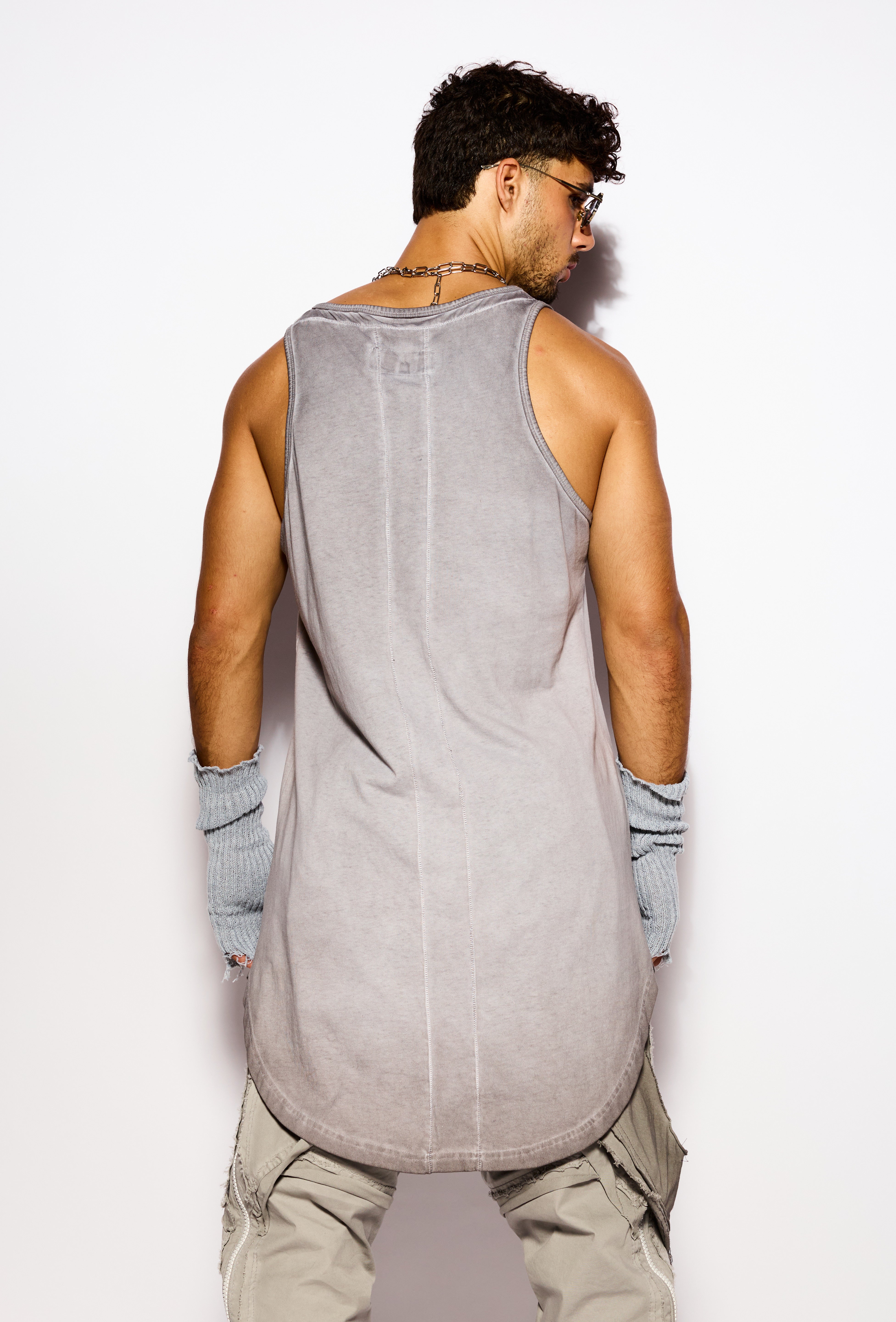 Gray Long fit Tank