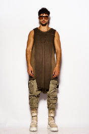 Brown Asymmetrical tank top