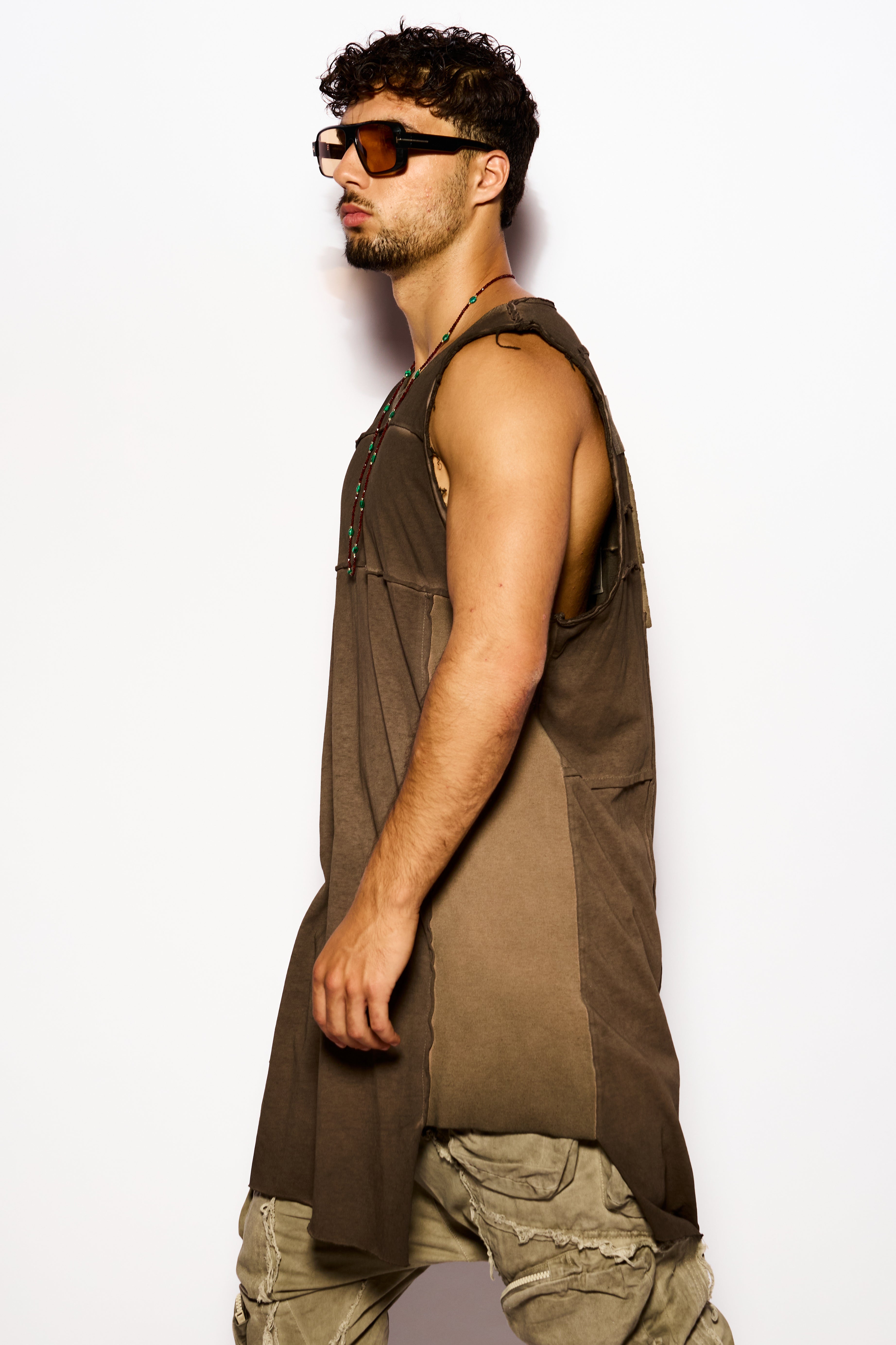 Brown Asymmetrical tank top
