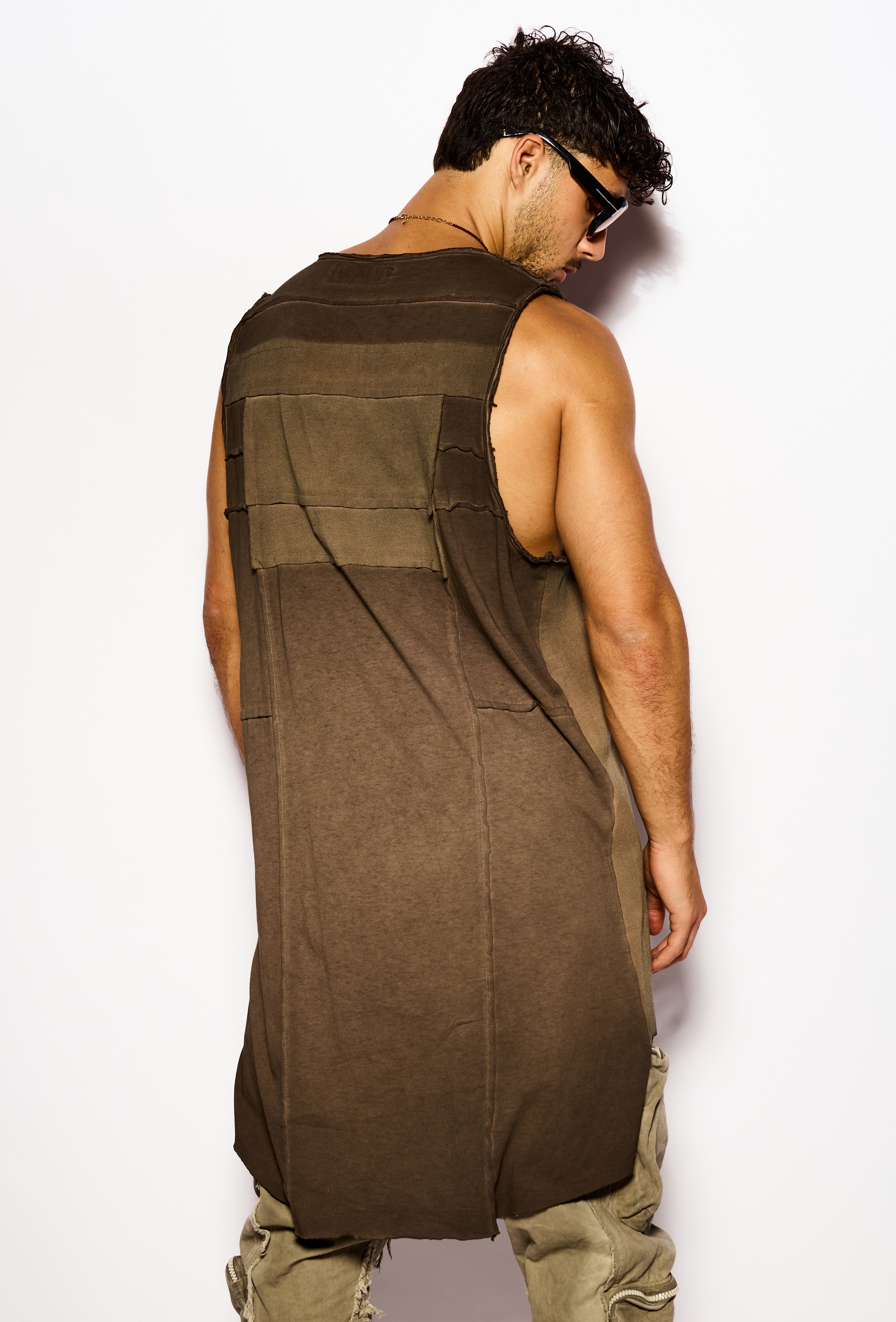 Brown Asymmetrical tank top