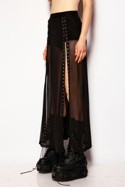 Black split veil skirt