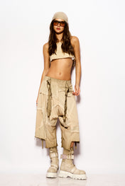 Beige APOCALYPSE asymmetric bermuda