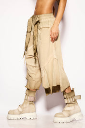 Beige APOCALYPSE asymmetric bermuda