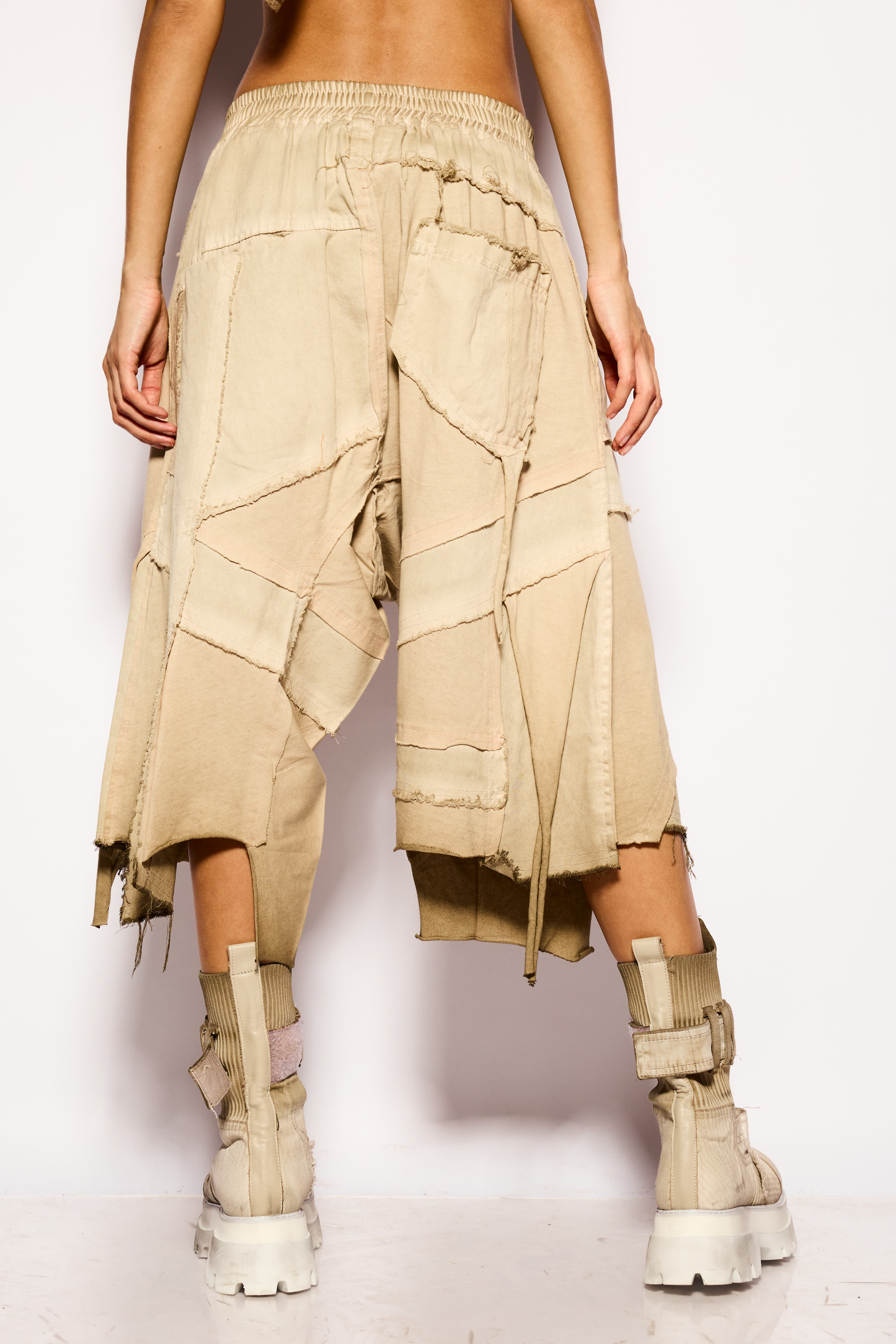 Beige APOCALYPSE asymmetric bermuda
