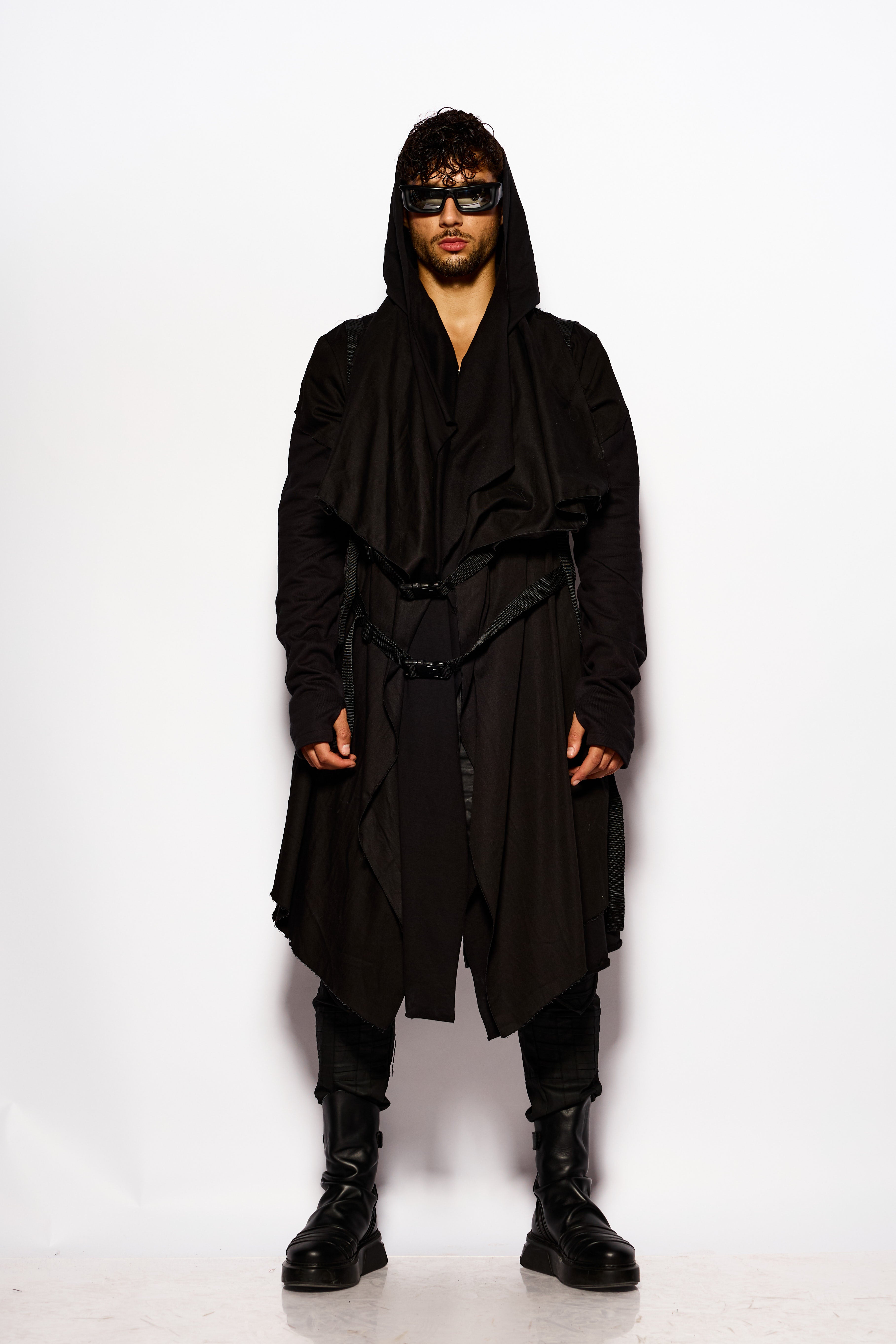 Black Long Straps Cardigan