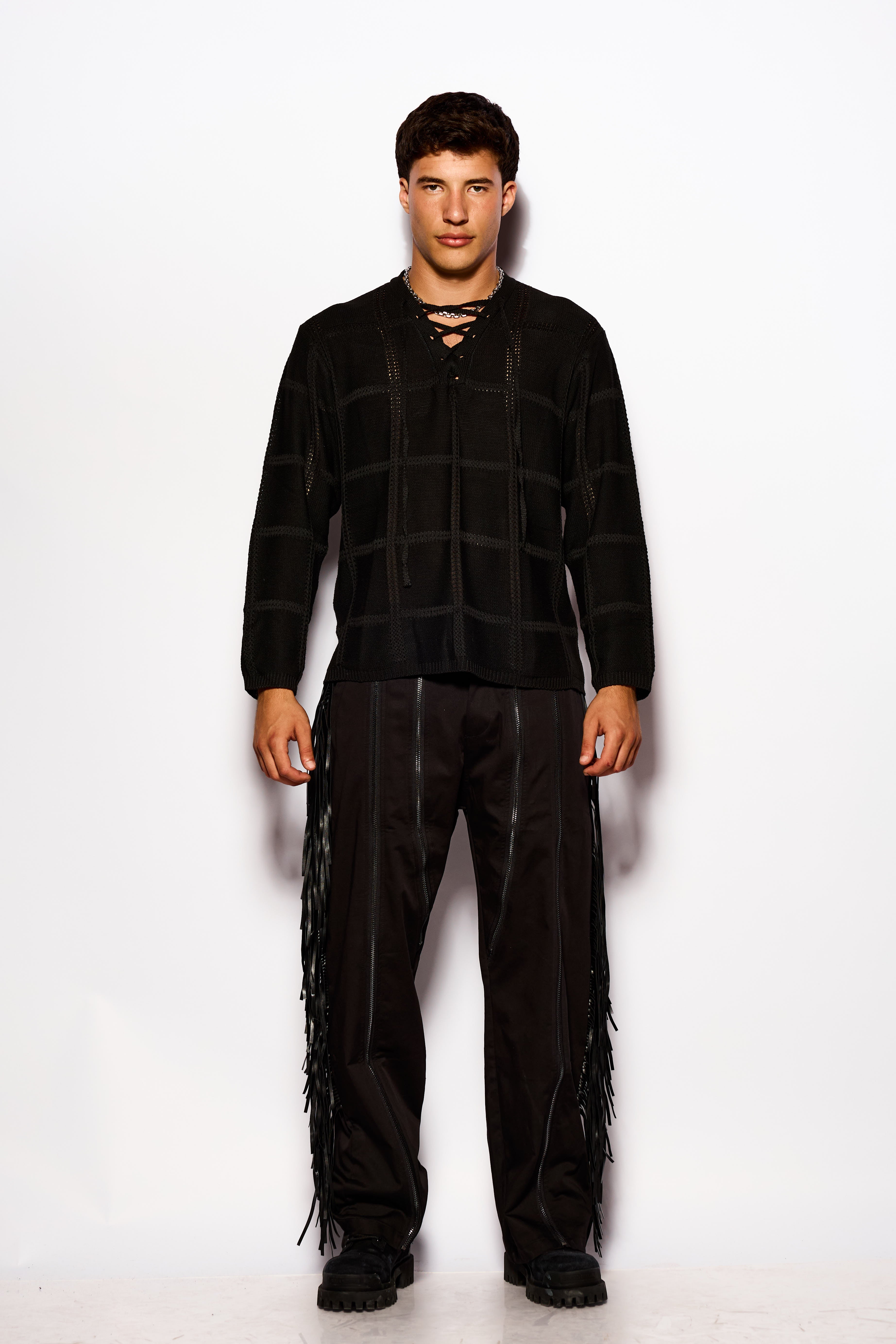 Onyx fringe pants