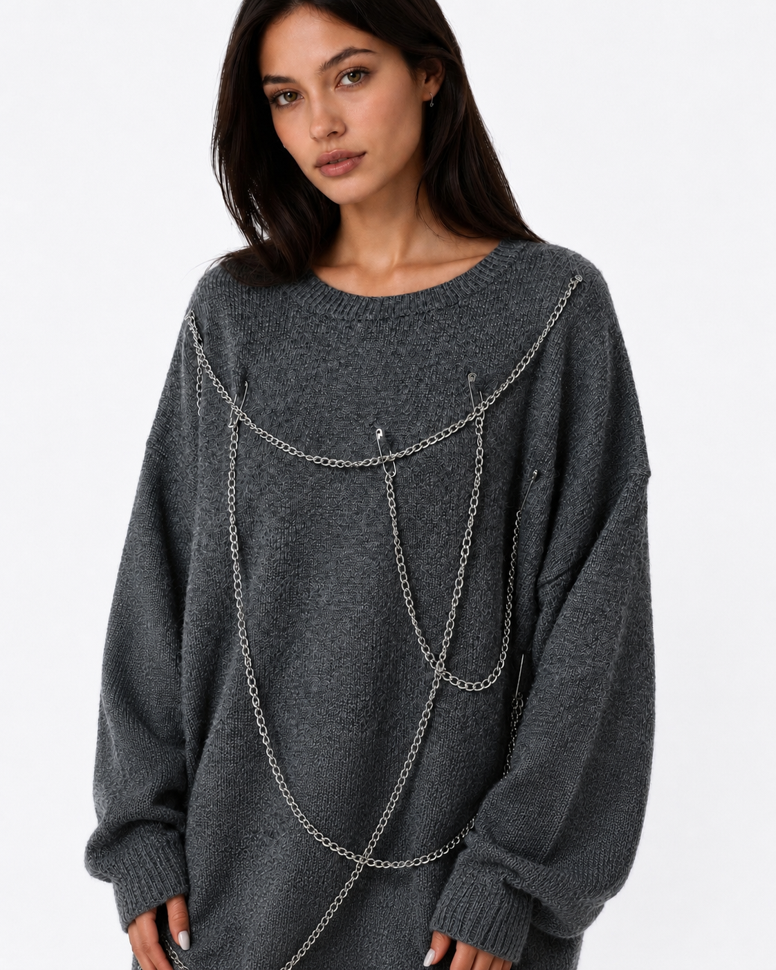Gray Chain Flow Knit