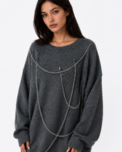 Gray Chain Flow Knit