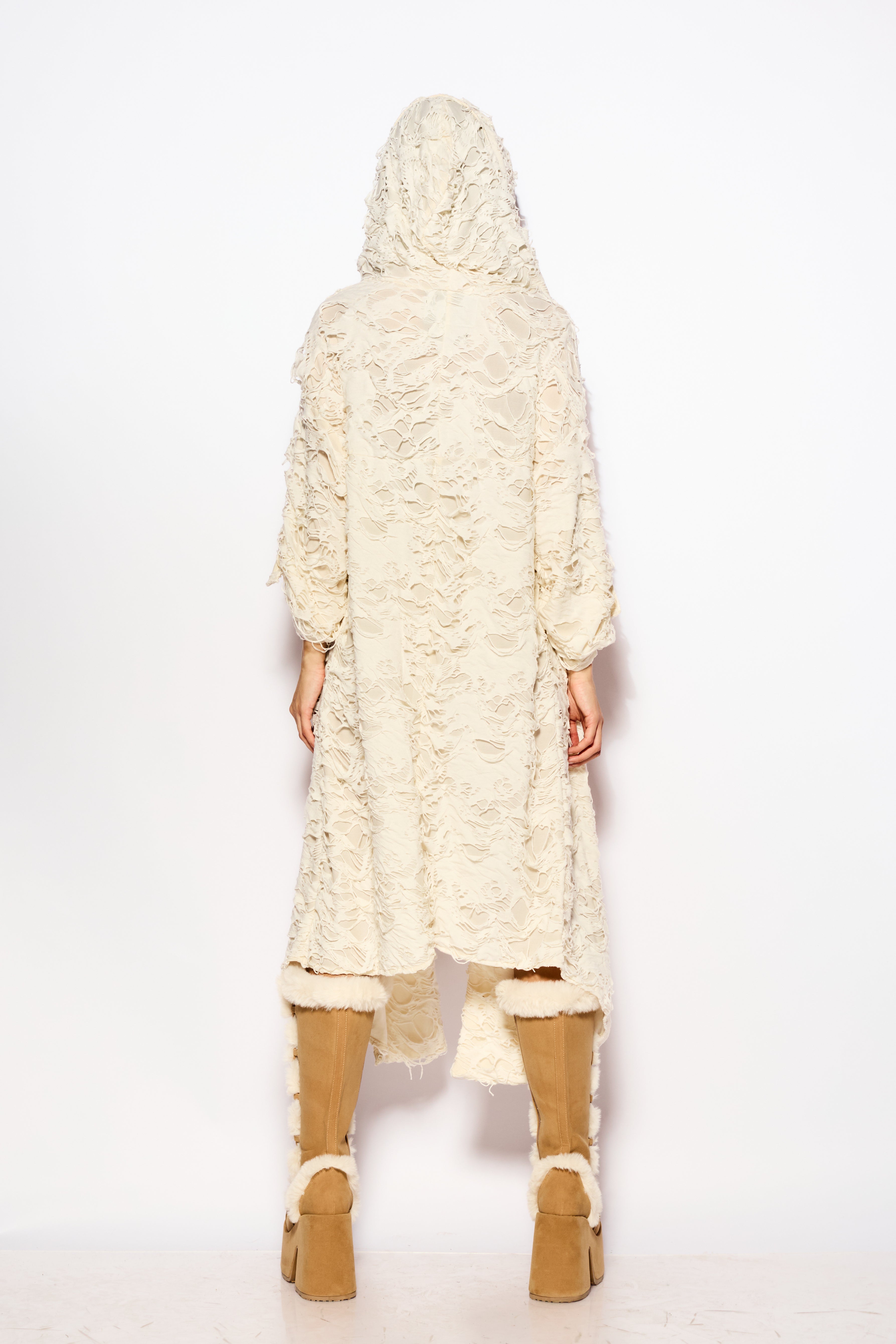 Raw edge kimono