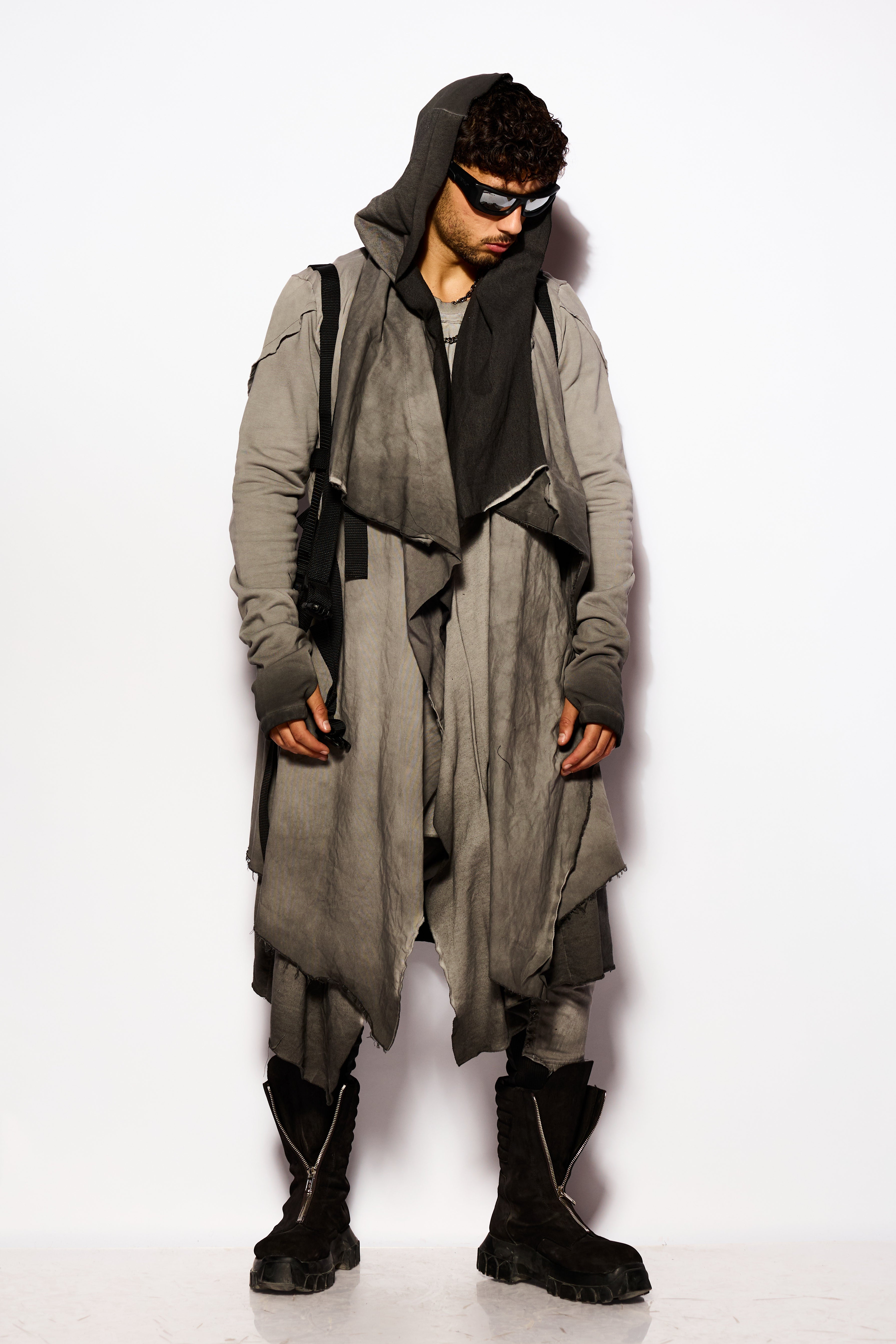 Gray Long Straps Cardigan
