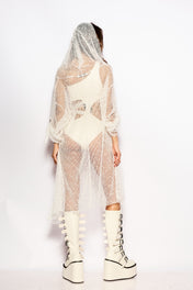 White Nomad net kimono