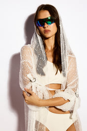 White Nomad net kimono