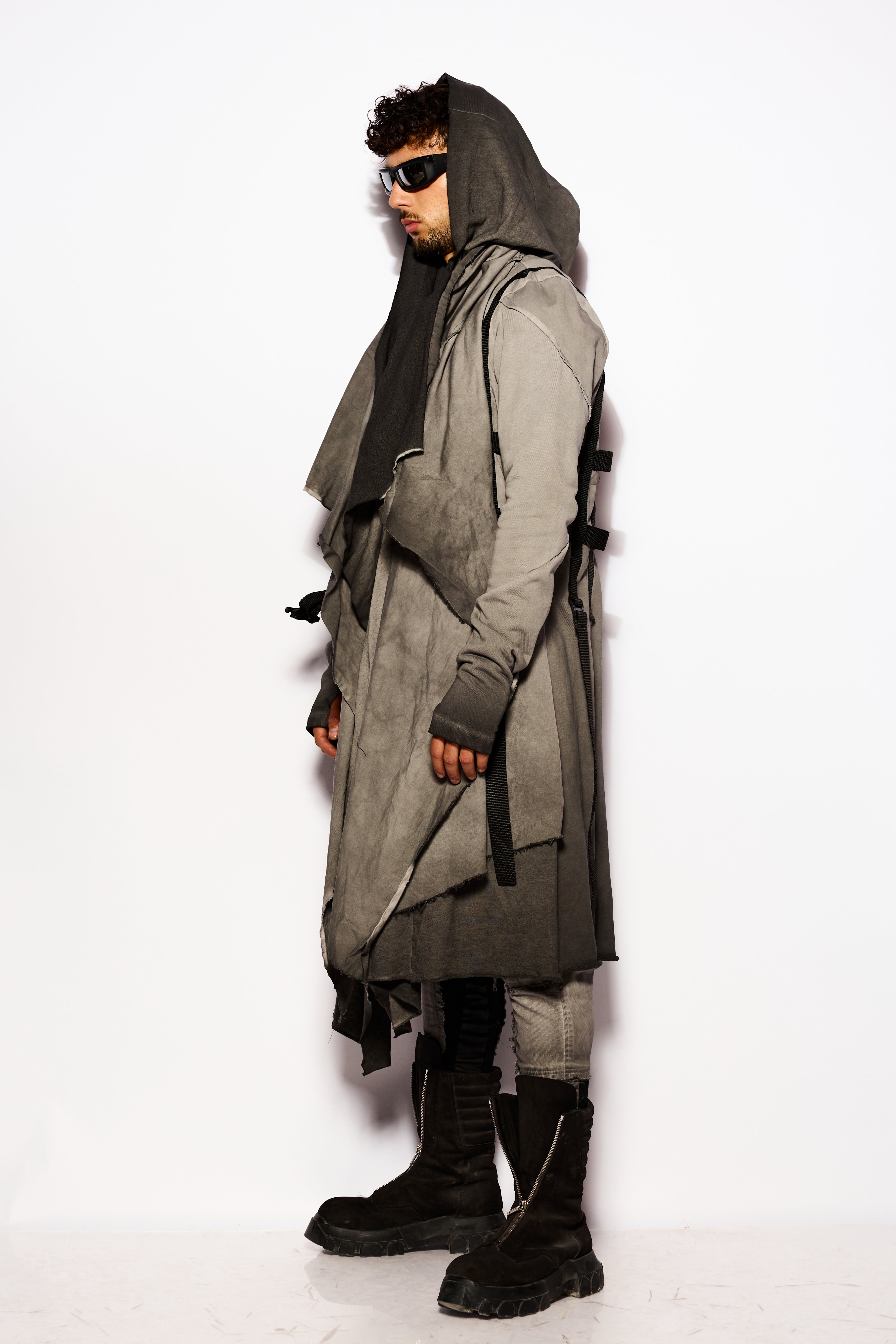 Gray Long Straps Cardigan