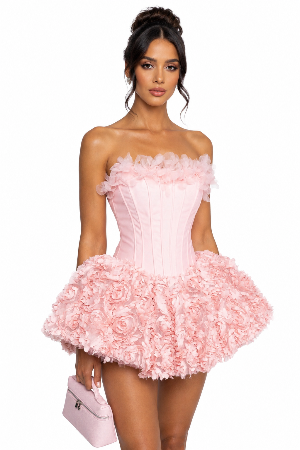 Pink Rosette Mini Dress