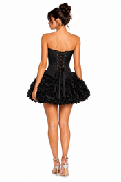 Black Rosette Mini Dress