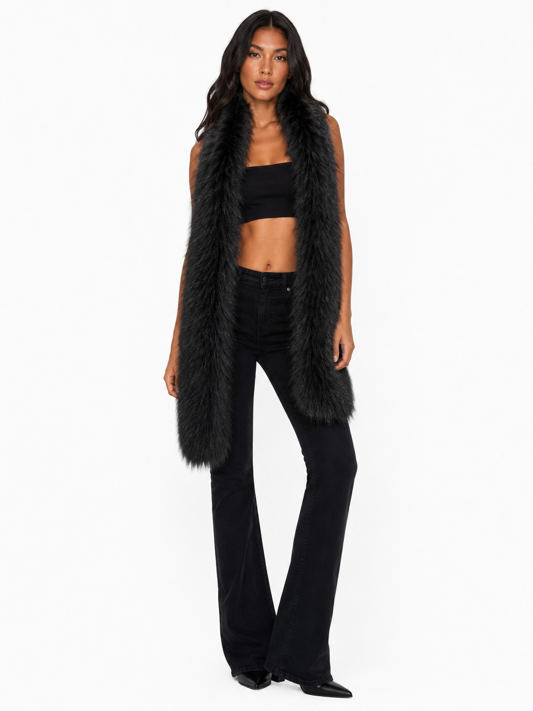 Black Luxe Faux Fur Scarf