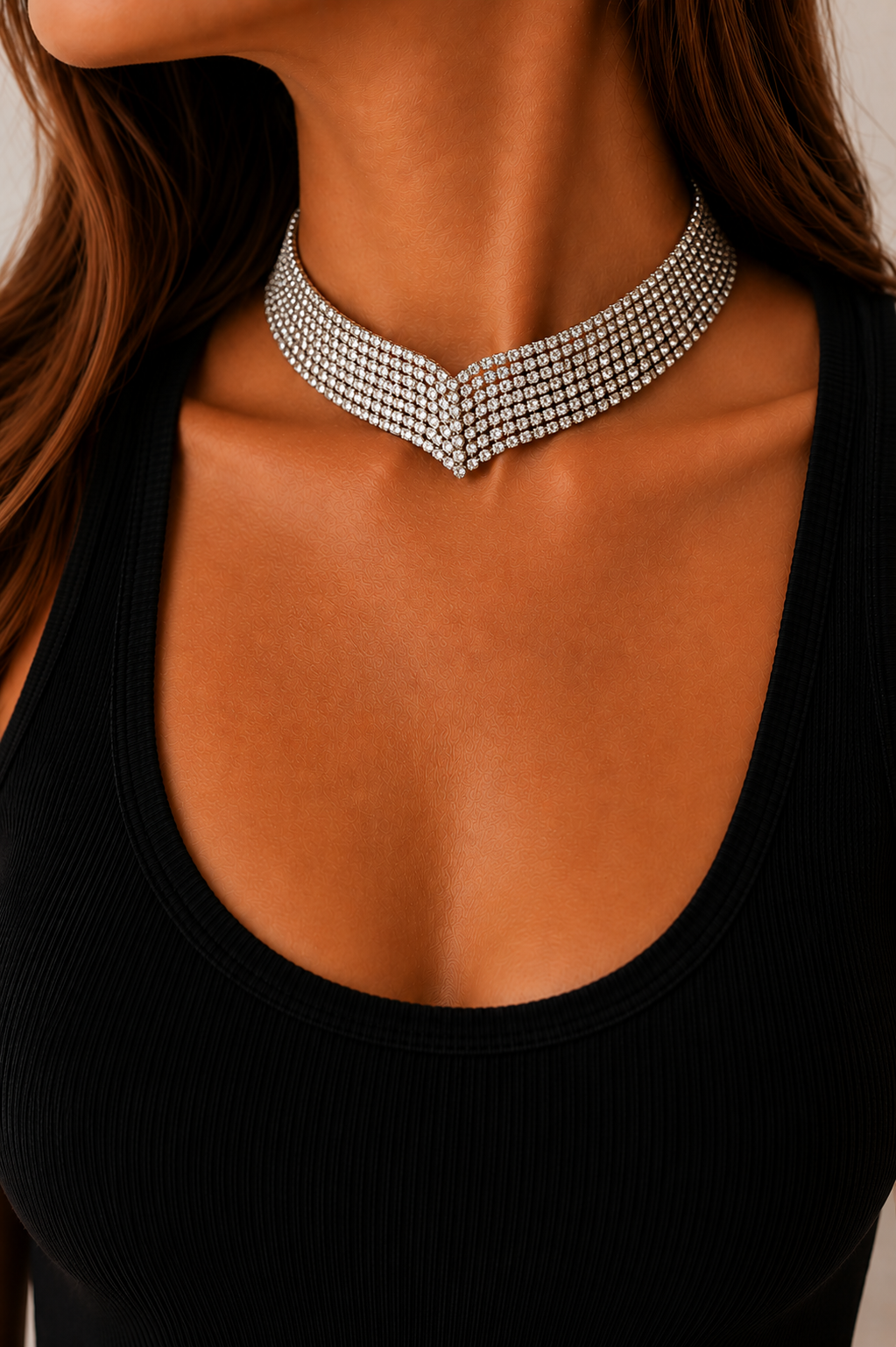 Silver Crystal Edge Choker