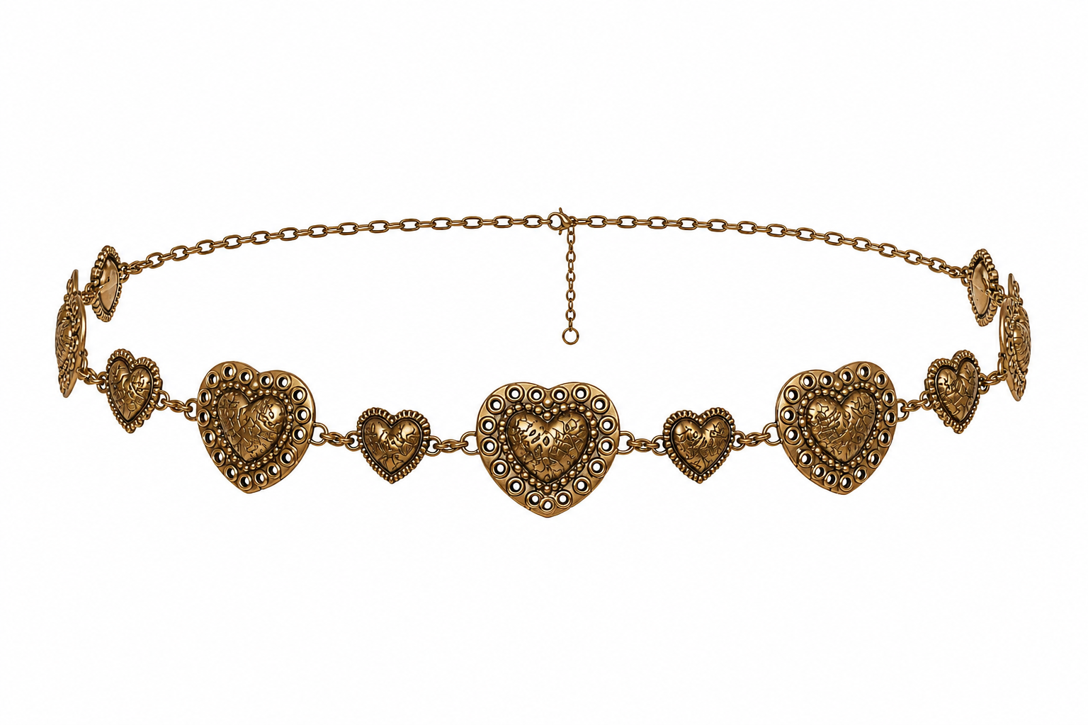 Gold Heart Charm Chain Belt