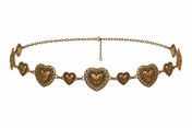 Gold Heart Charm Chain Belt
