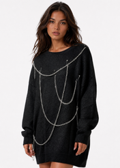 Black Chain Flow Knit