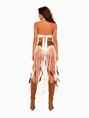 Beige Tribal fringe skirt