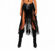 Black Tribal fringe skirt