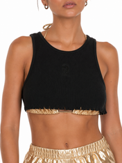 Black Raw crop tank