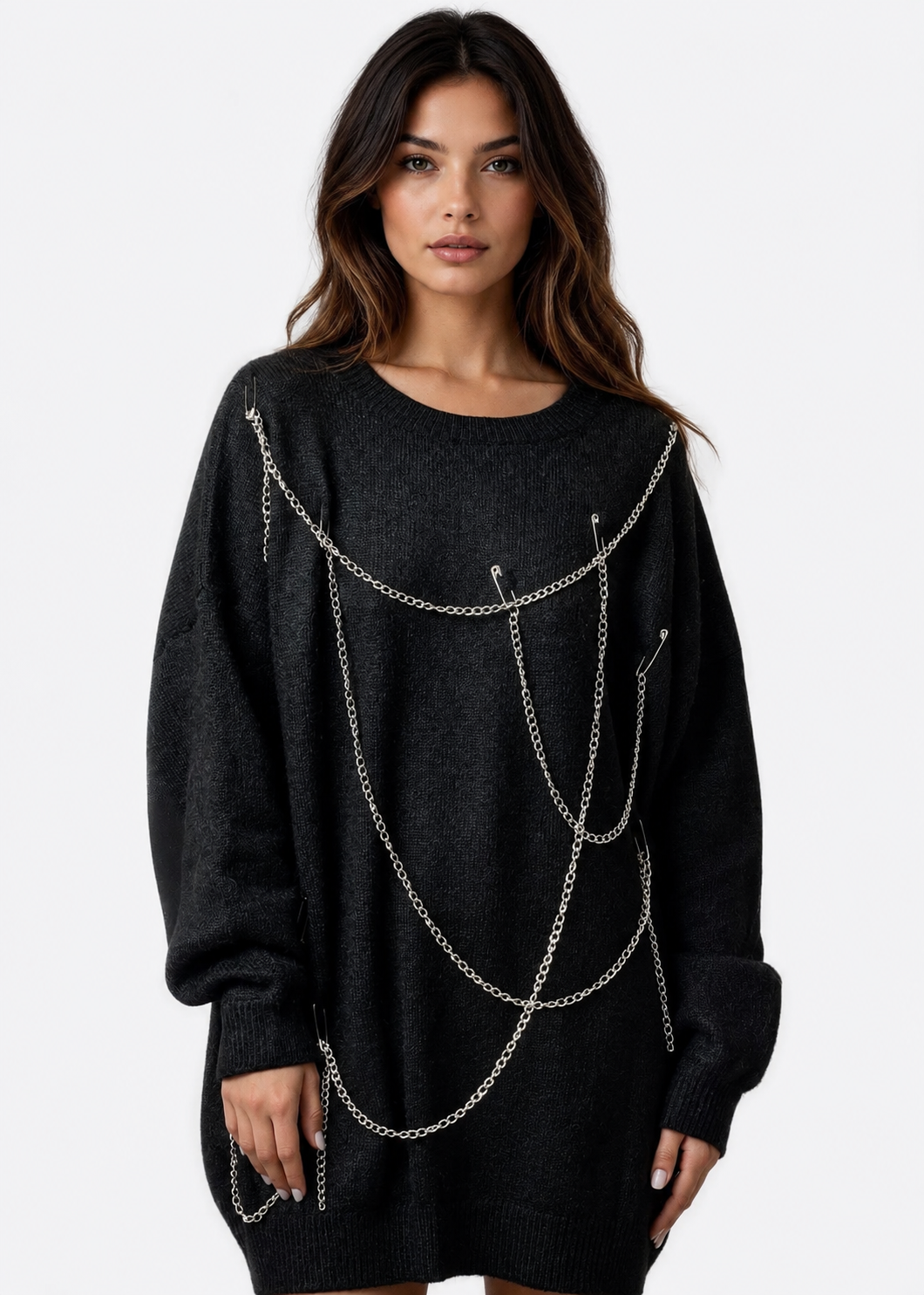 Black Chain Flow Knit
