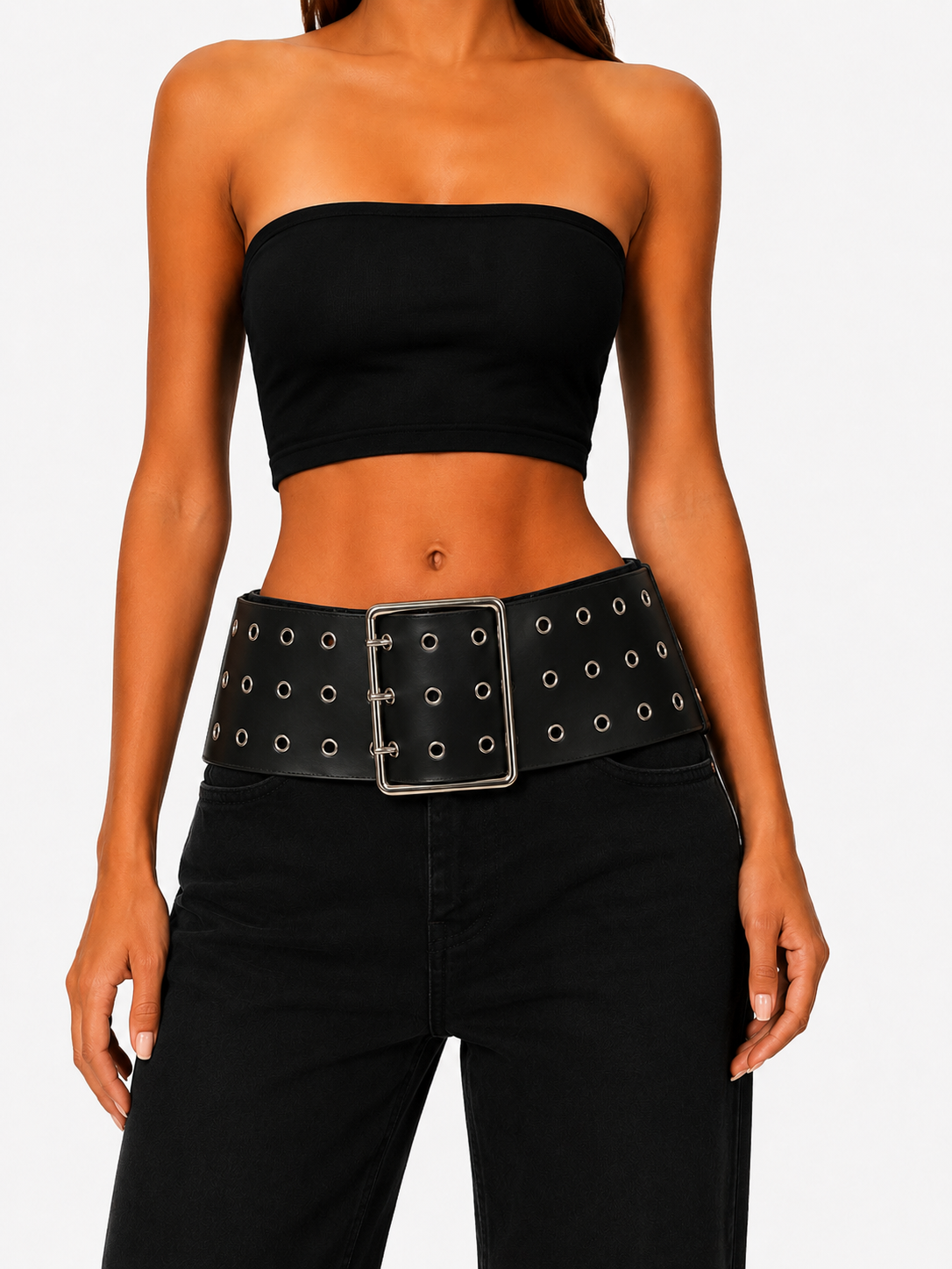 Black Wide Grommet Belt