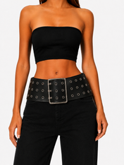 Black Wide Grommet Belt