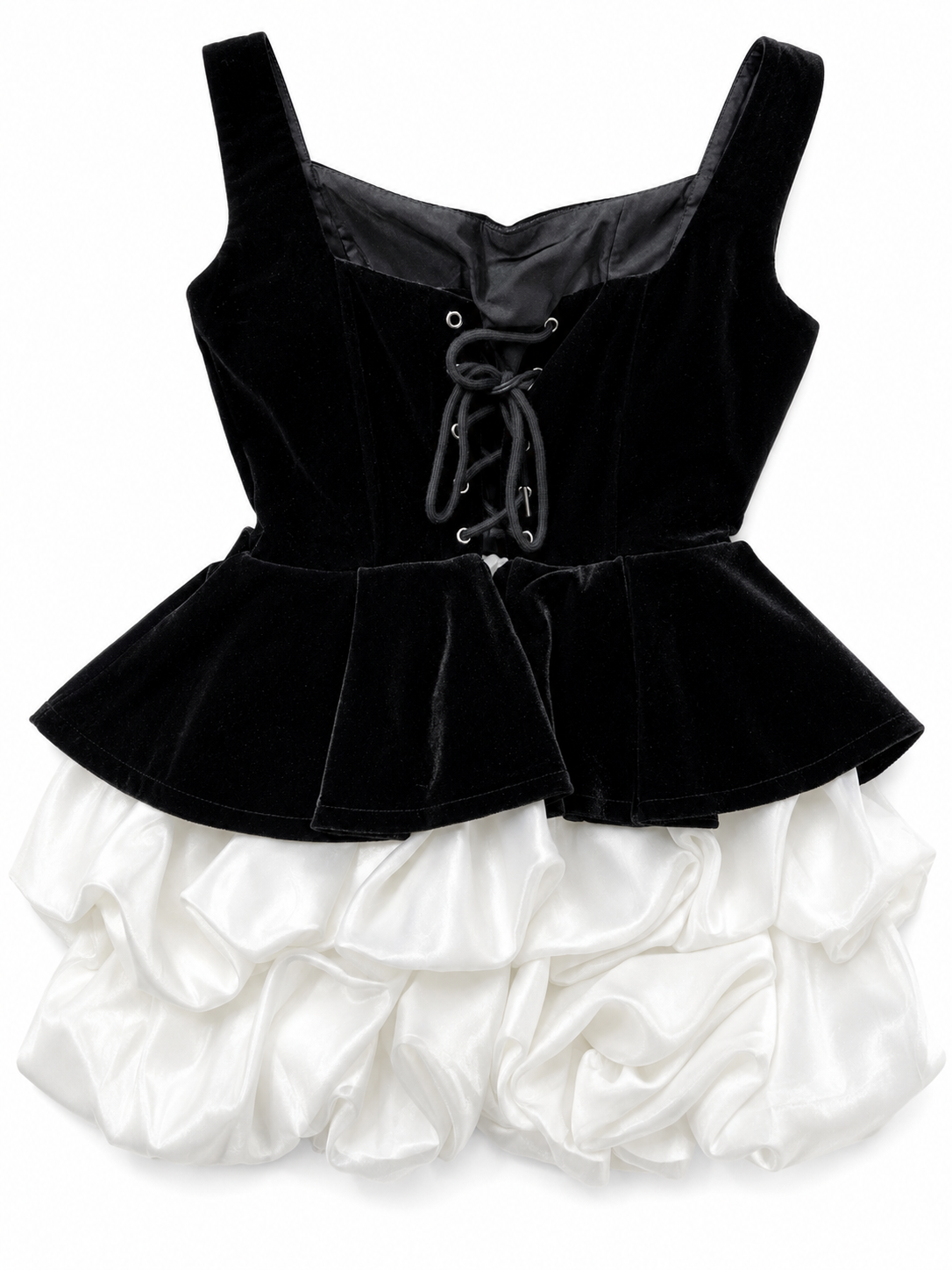Black&White Velvet Bloom Dress