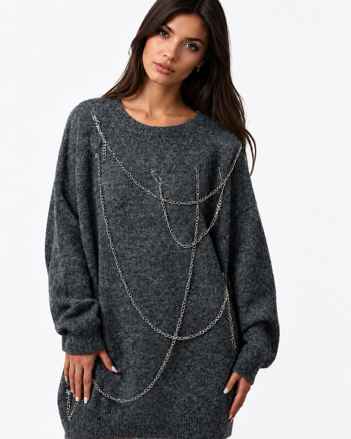 Gray Chain Flow Knit