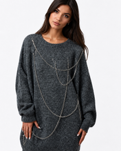Gray Chain Flow Knit