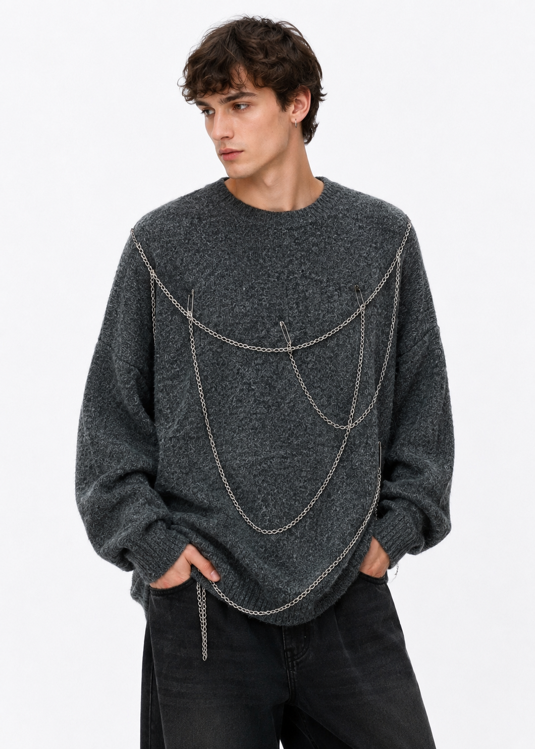 Gray Chain Flow Knit