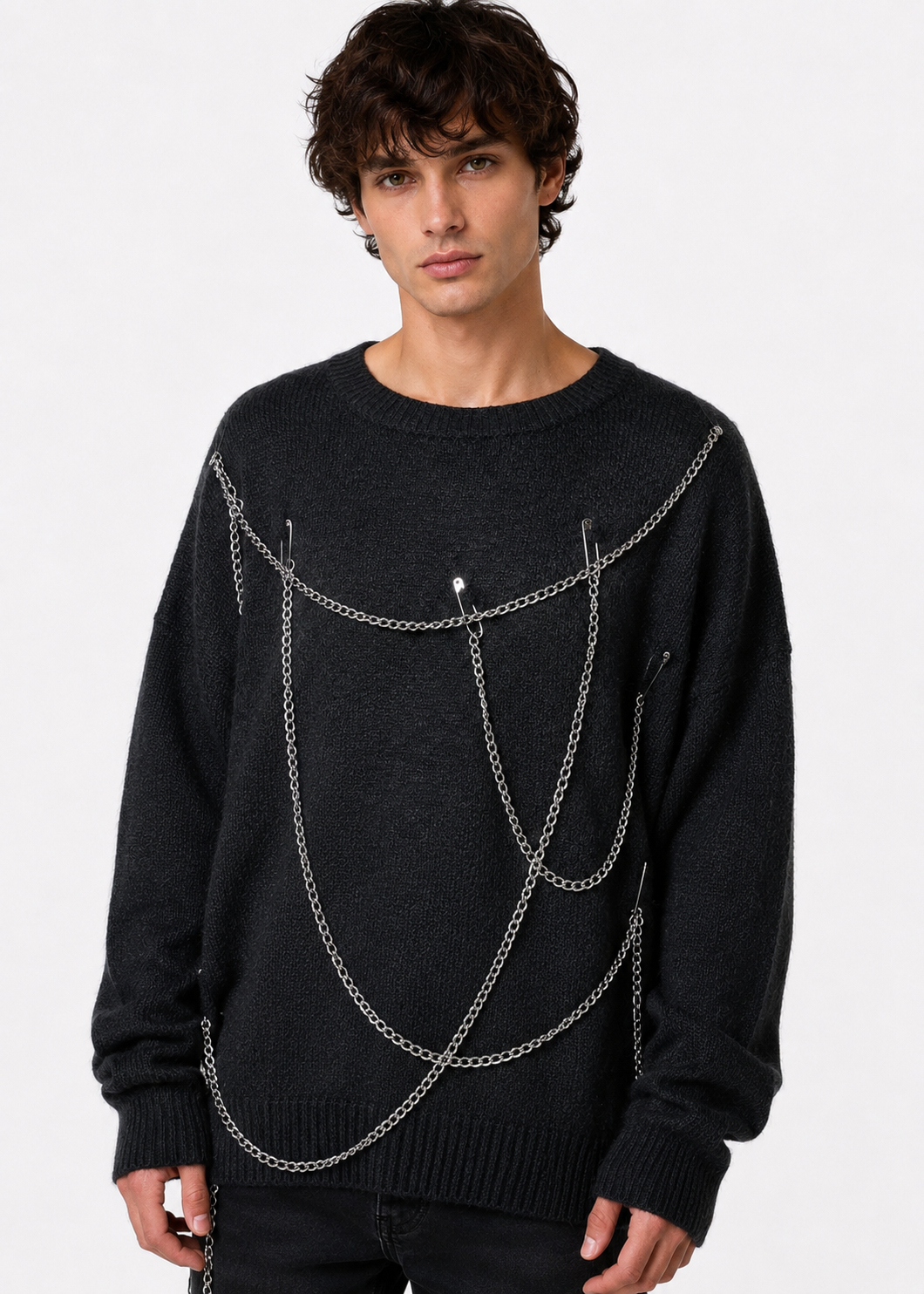 Black Chain Flow Knit