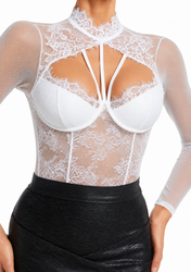White Romantic edge bodysuit