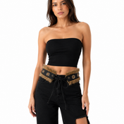 Faux Fur Lace- Up Belt