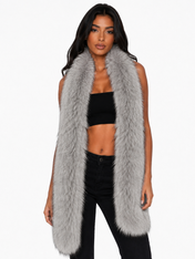 Gray Luxe Faux Fur Scarf