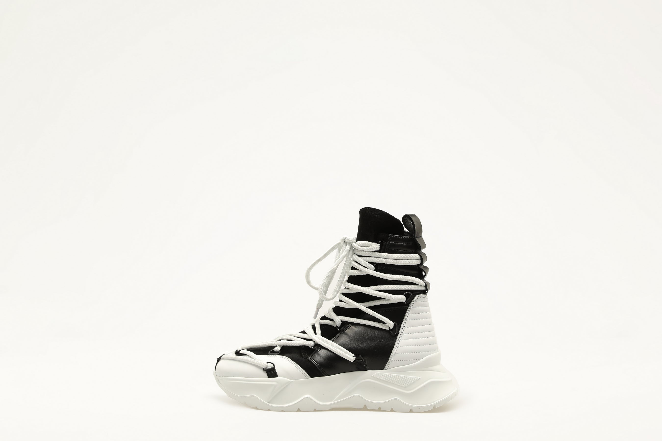 White/Black High Urban Boots