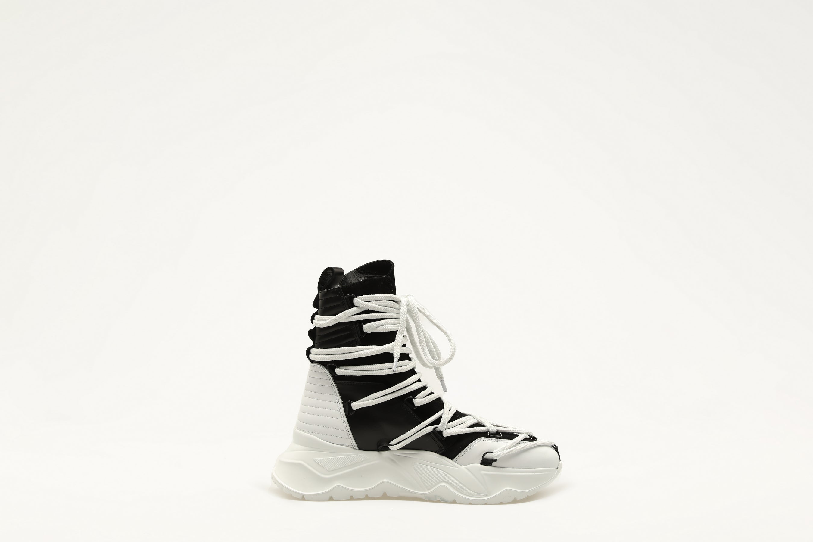 White/Black High Urban Boots