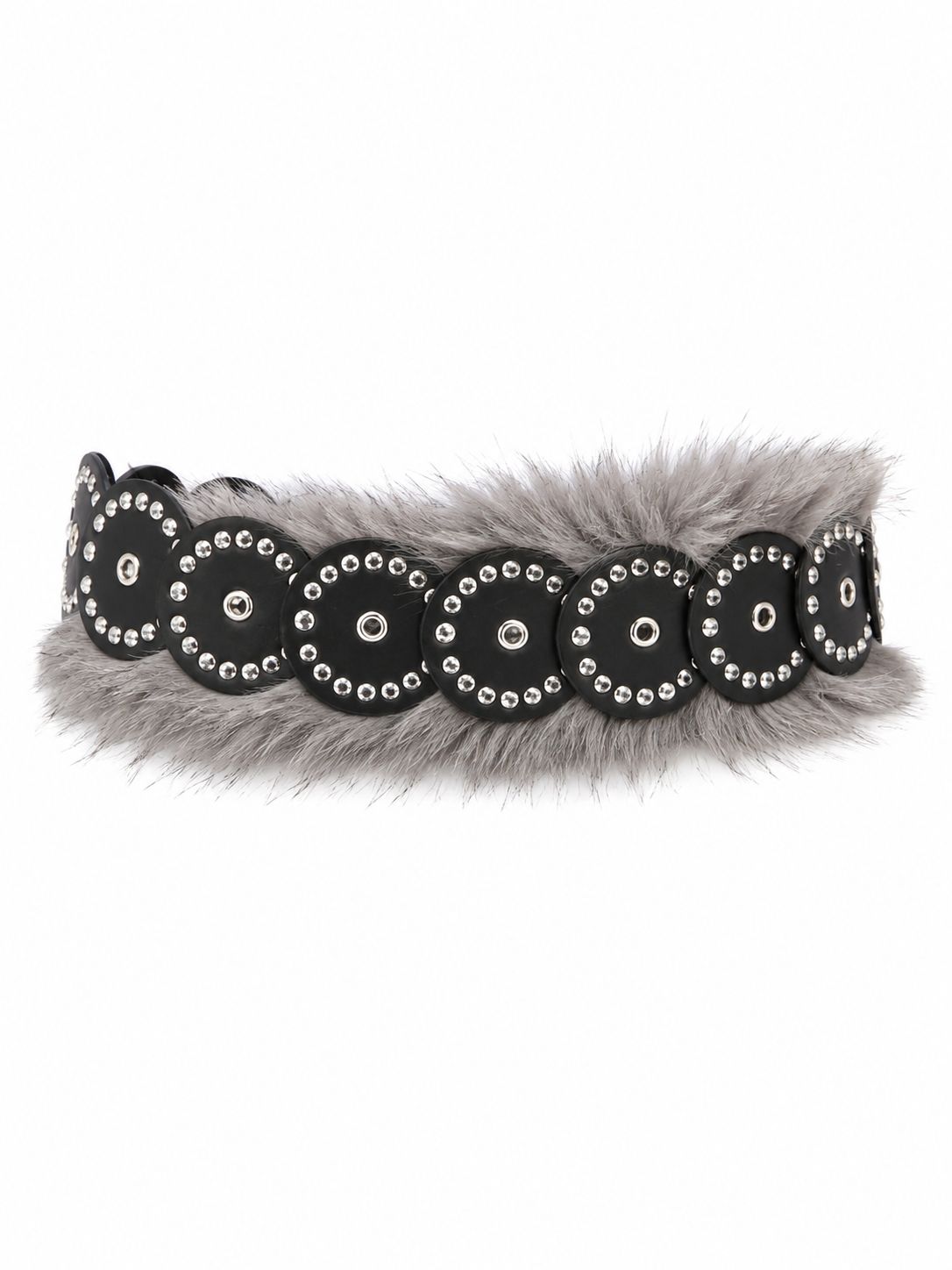 Silver Stud Faux fur Belt