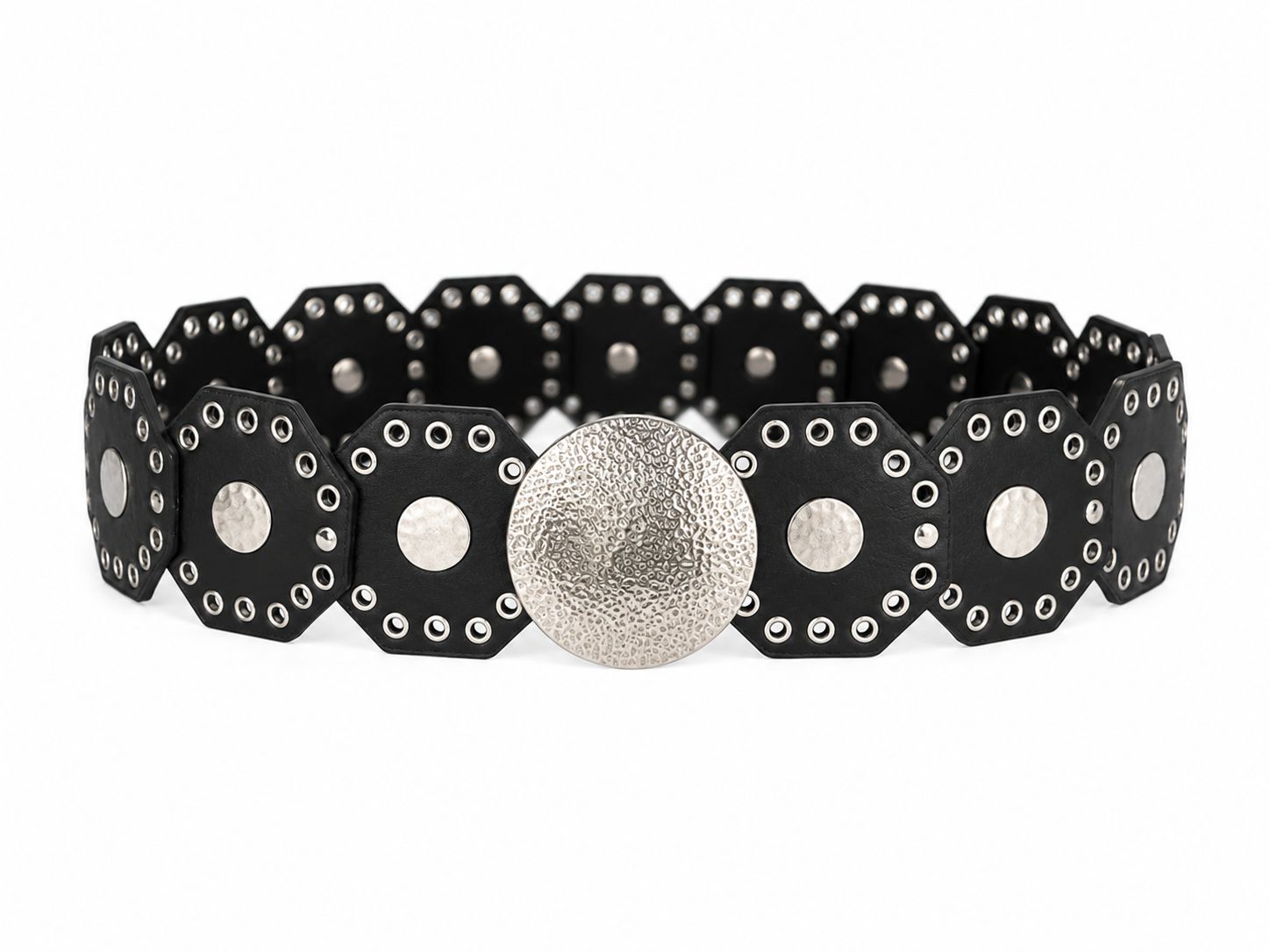 Hammered Disc Silver Belt