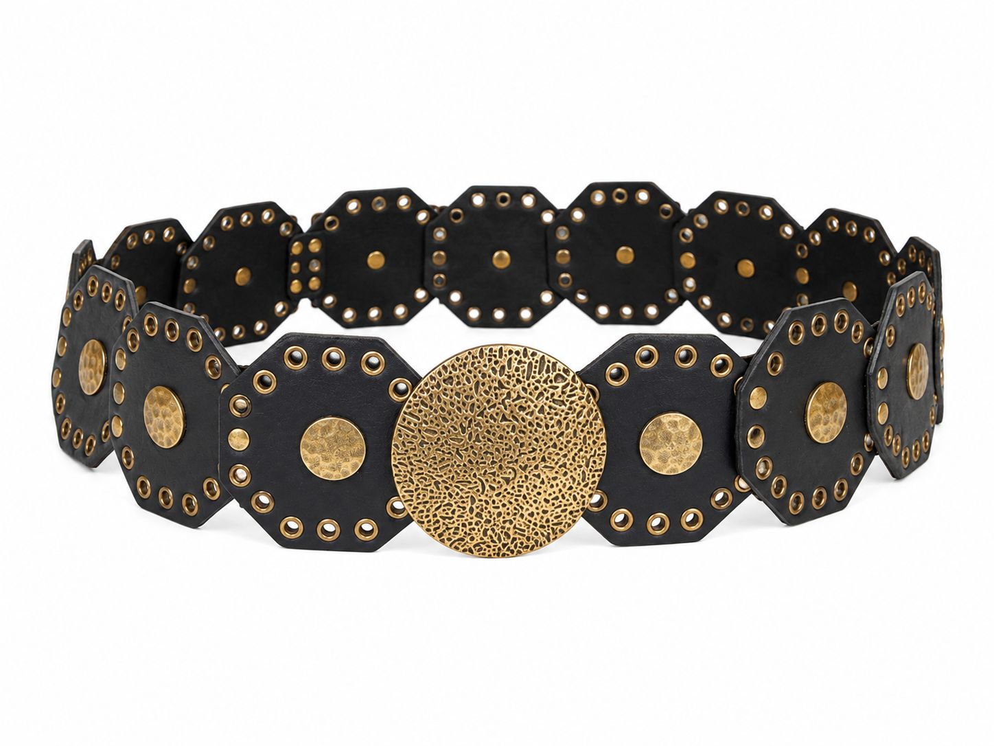 Hammered Disc Gold Belt