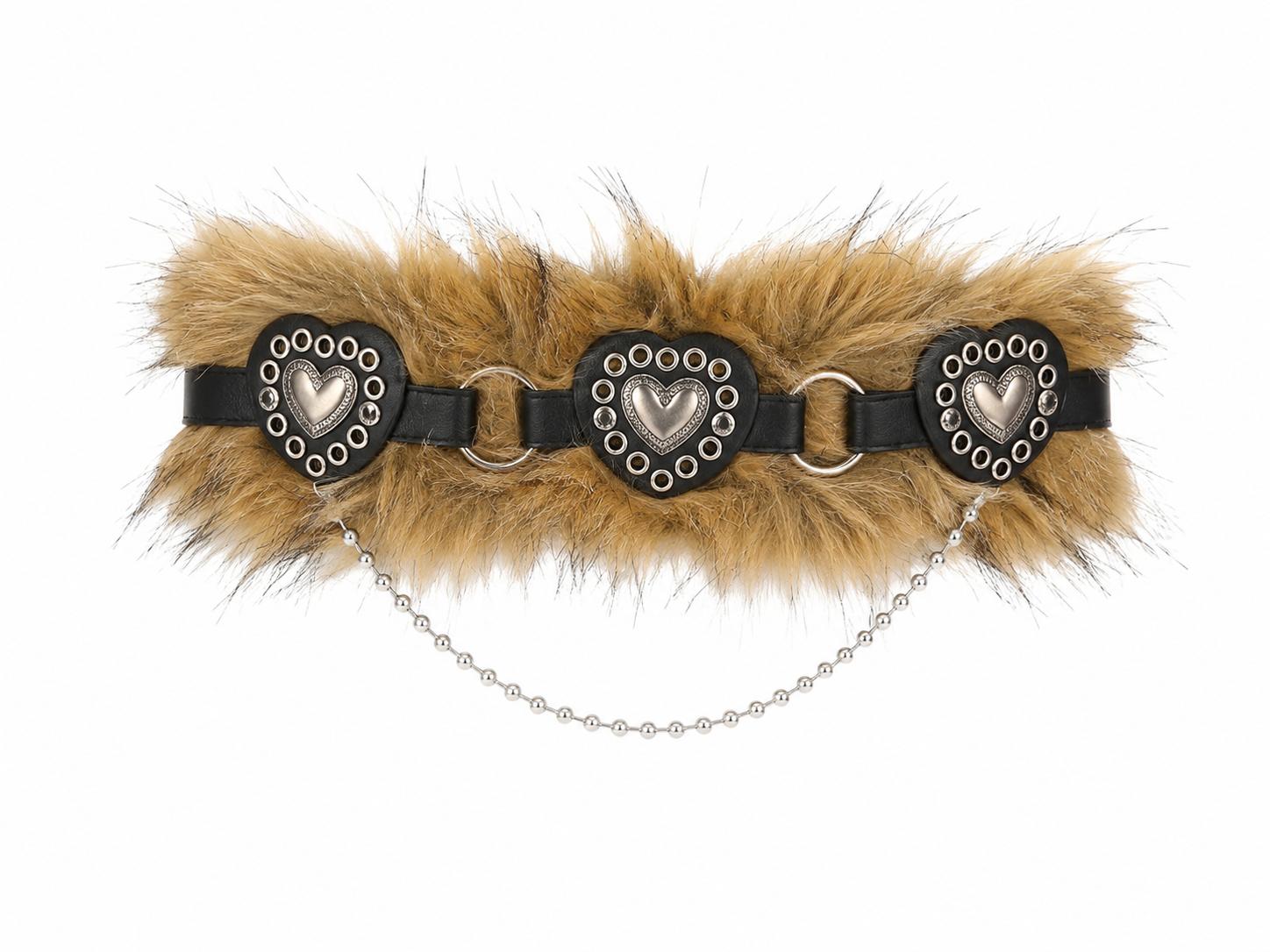 Faux fur Heart Belt