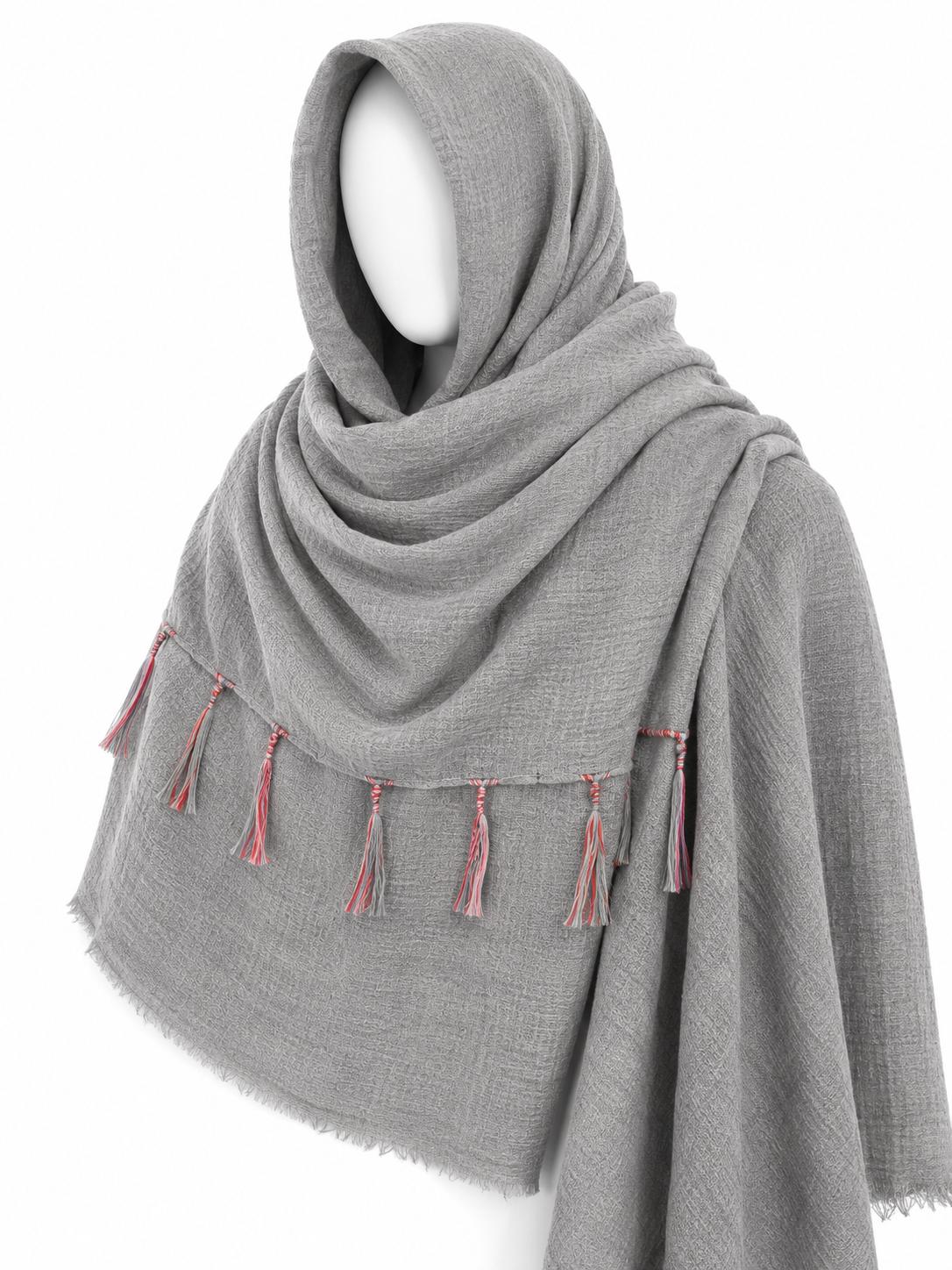 Gray Fringe Scarf