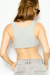 Gray Raw edge crop tank